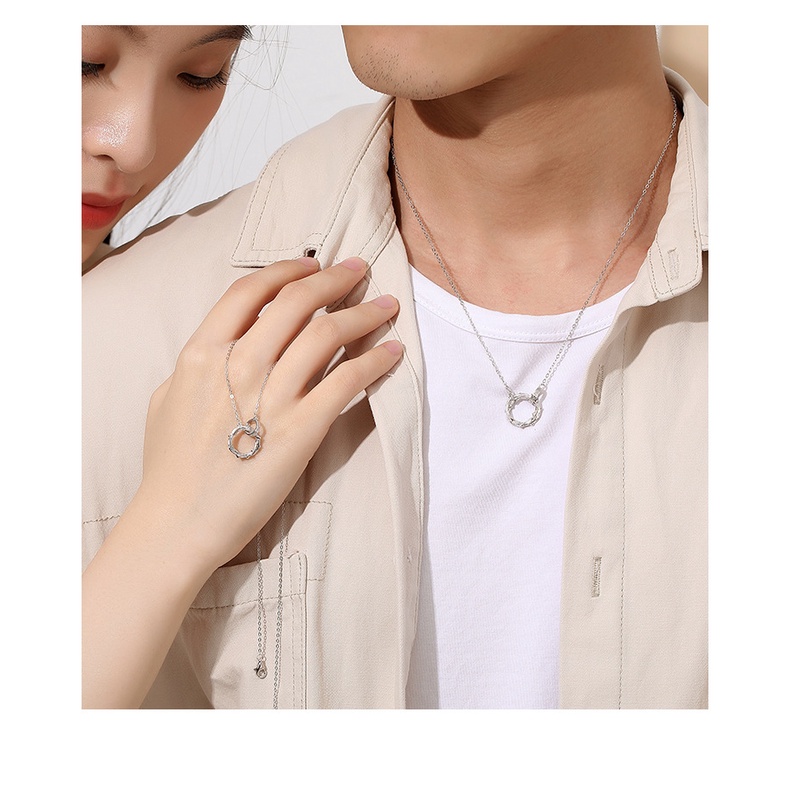 Duri Pasangan Kalung Sepasang925 Sterling Silver Gaya Mori ins Cincin Ganda Klavikula Rantai Hadiah Hari Valentine