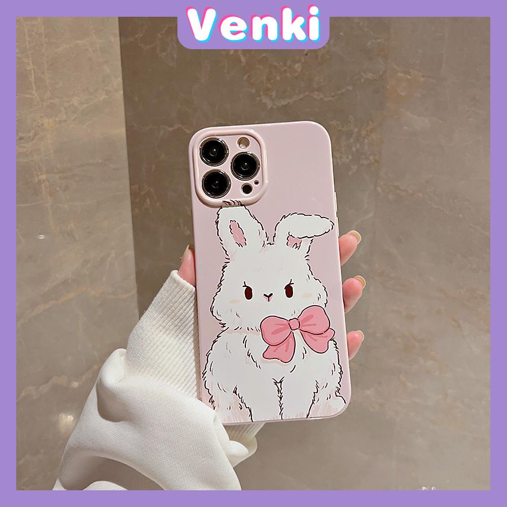 VENKI - For iPhone 11 iPhone Case Cream Glossy Soft Case TPU Shockproof Camera Cover Protection Cute Bunny Compatible with iPhone 14 13 Pro max 12 Pro Max xr xs max 7Plus 8Plus