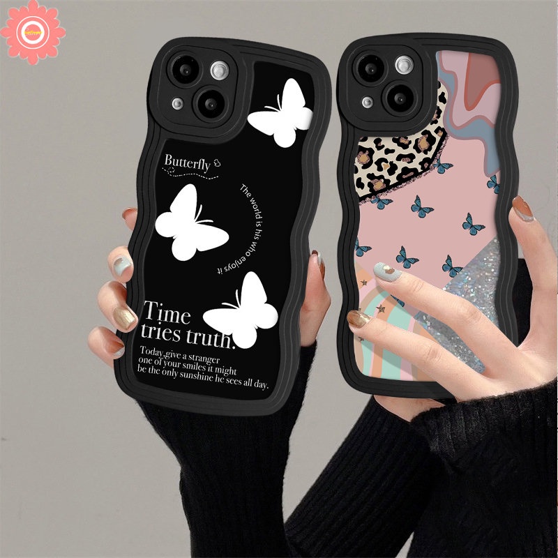 Casing Kupu-Kupu Fashion Retro Fantasy Untuk Redmi Note10 8 9 11 10s 11s 9s Pro Max Redmi 12C 10 9 10A A1 A1+9T 9A 10C 9C NFC POCO X3 NFC Pro M3 Mi 11T Pro Wavy Edge Soft Casing TPU