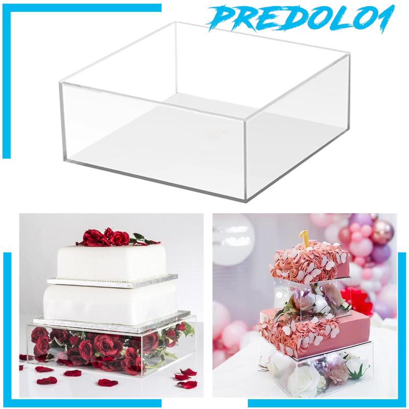 [Predolo1] Stand Display Kue Bentuk Persegi Akrilik Cake Stand Untuk Hadiah Souvenir Pesta Ulang Tahun