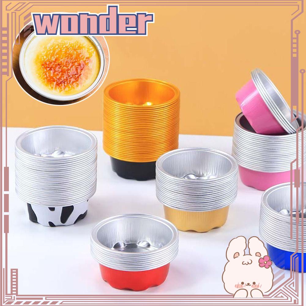 Wonder 10PCS Aluminium Foil Cup Timah Kue Kecil Tahan Panas Reusable Dengan Tutup Tinfoil Box Mini Wadah Makanan Ringan Muffin Cupcake Cups