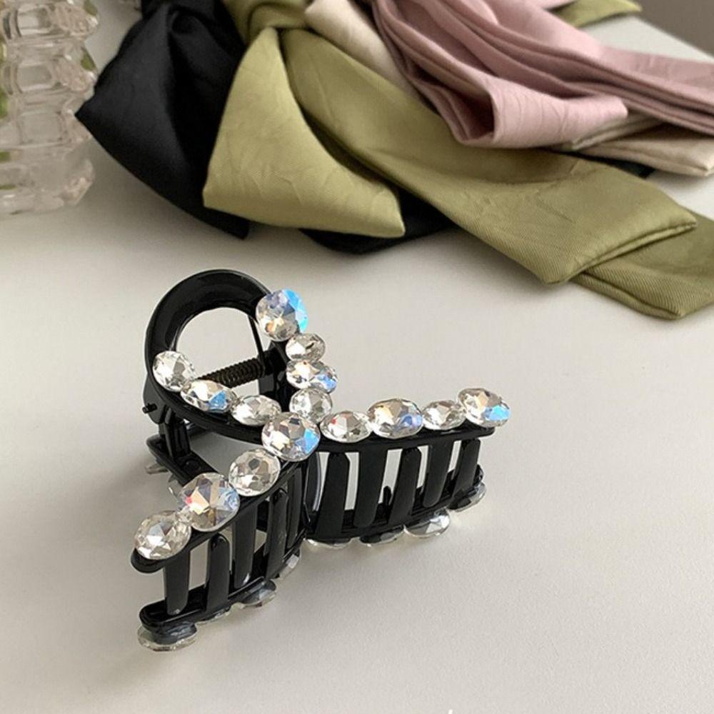 Agustinina Cakar Rambut Akrilik Fashion Kepribadian Indah Cross Elegan Jepit Berlian Imitasi Mengkilap Aksesori Rambut Koearn Hiu Klip