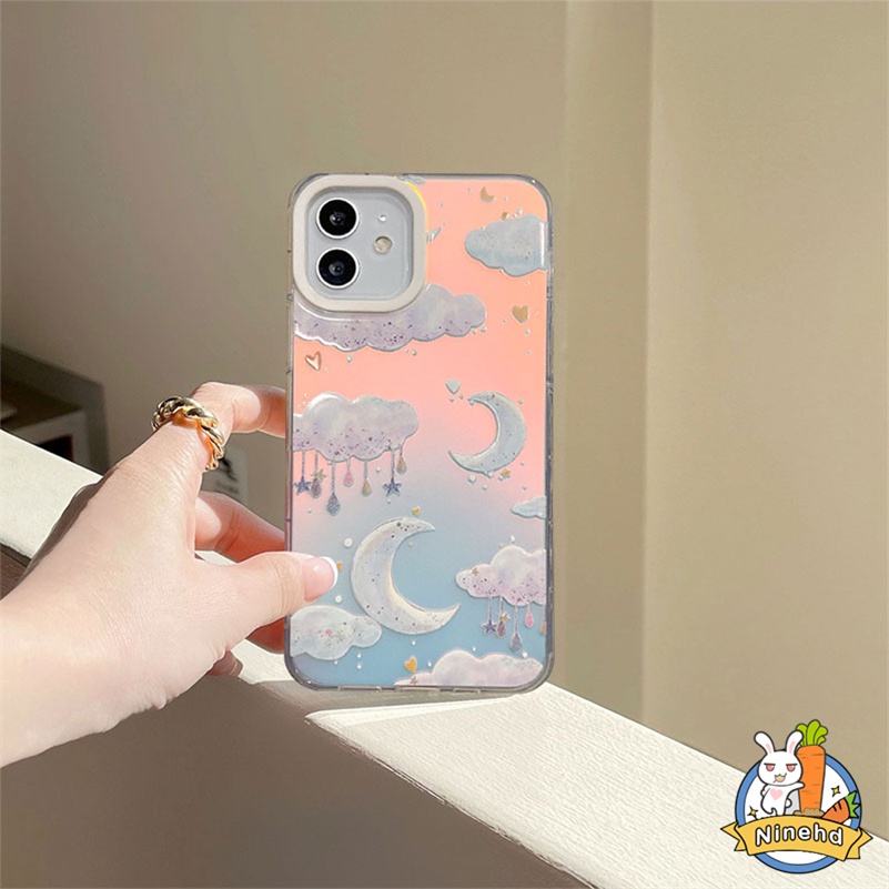 IPHONE Casing Kompatibel Untuk Iphone14 13 12 11 Pro Max X Xr Xs Max8 7 6 Plus SE 2020 Mewah High-end Laser Bersinar Bintang Bulan Casing Ponsel Dengan Anti Gores Silikon Lembut Cover Pelindung