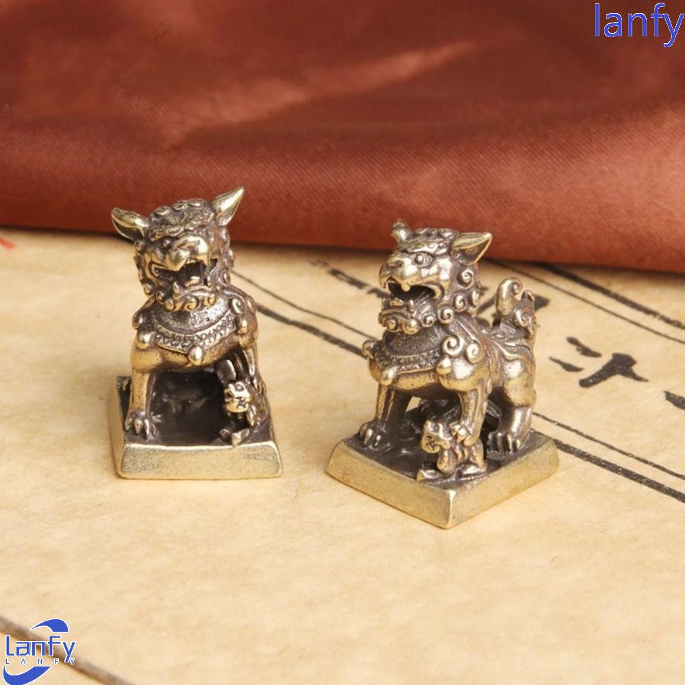 Lanfy Lion Ornamen Antik Kreatif Ringan Teh Pet Desktop Ornamen Kualitas Bagus Handmade Kuningan Kerajinan Gantungan Kunci Liontin