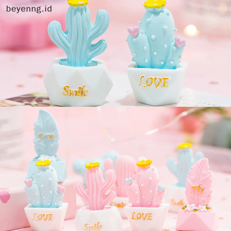 Beyen 10gaya Ornamen Kaktus Resin Patung Miniatur Aksesoris Lucu Dekorasi ID