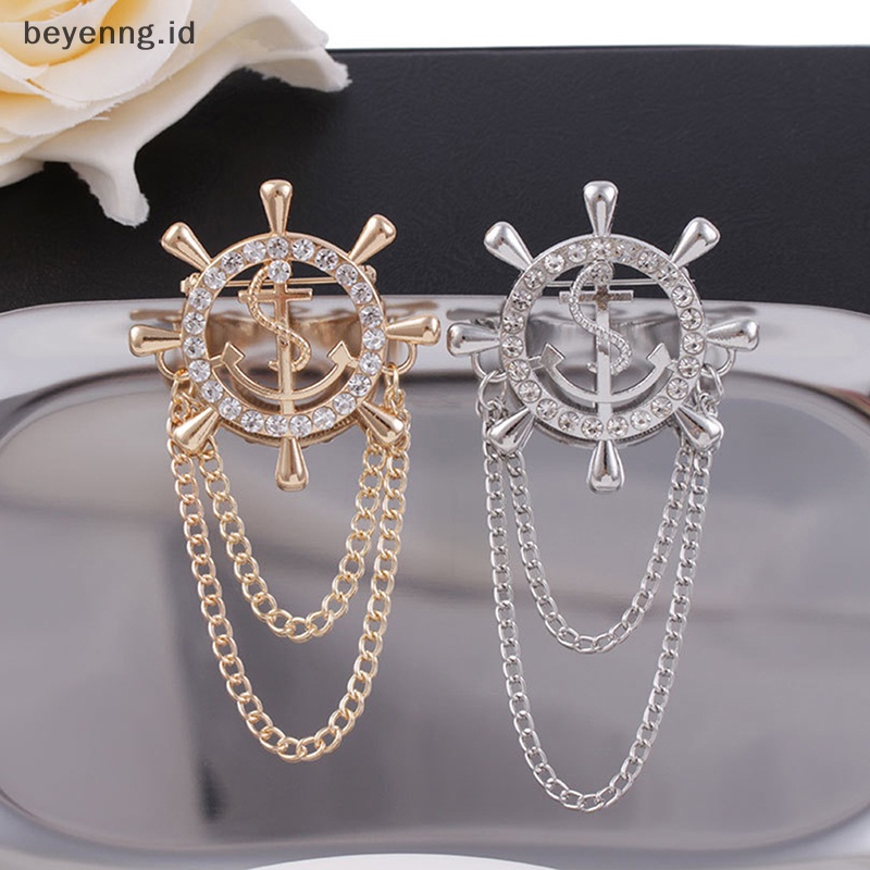 Beyen Rumbai Kemudi Bros Navy Korsase Perahu Jangkar Pin Jas Boutonniere Lencana Bros ID