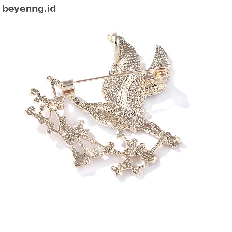 Beyen Enamel Bunga Crane Bros Untuk Wanita Unisex Burung Hewan Pesta Bros Pin Hadiah ID