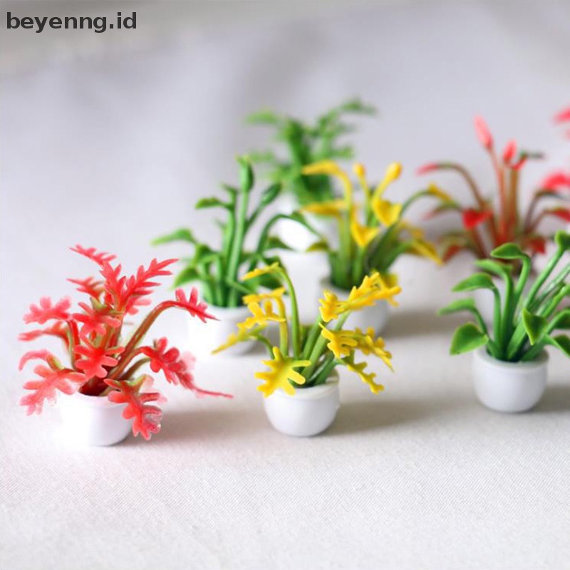 Beyen 1pcs1/12rumah Boneka Pot Bunga Model Tanaman Aksesoris Taman DIY Mainan ID
