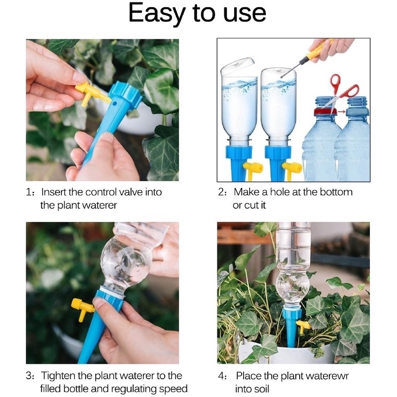 Penyiram Otomatis Plastik PP Warna Warni/ Spike Self Watering Tipe Plug-in/ Alat Irigasi Tetes Pot Bunga Taman