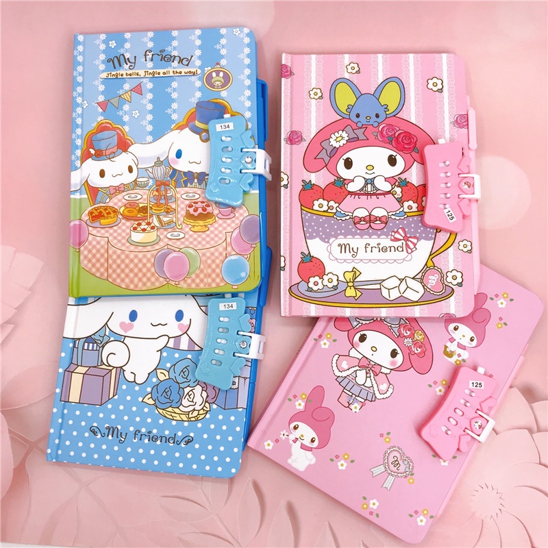 (80HAL) BUKU DIARY SET PULPEN  KUNCI / BUKU TULIS SANRIO SET PULPEN DENNGAN PENGAMAN KODE KUNCI