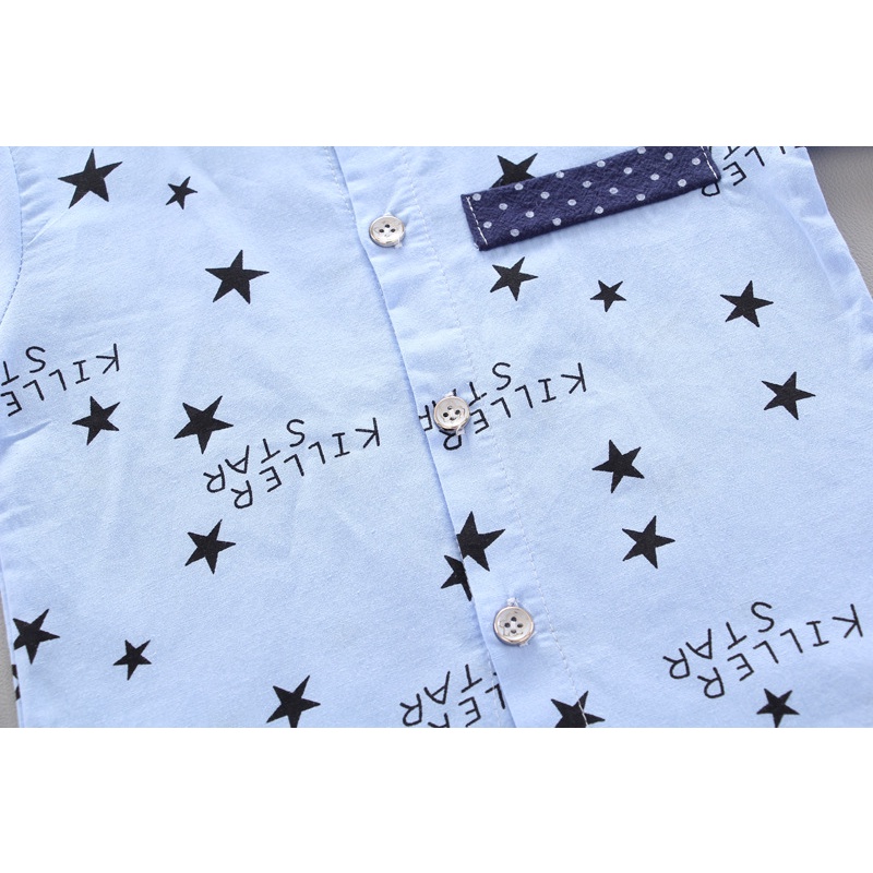 1234OS - (6bln-4tahun) Setelan Kemeja Anak Motif Stars Import / Baju Anak Import / Setelan Kemeja Lengan Pendek Anak / Kemeja Anak Lengan Pendek.