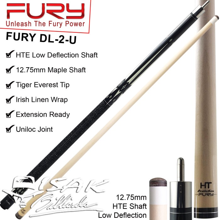 Fury DL-2 Maple Pool Cue - 13 mm - Billiard Stick Stik Biliar Bilyar