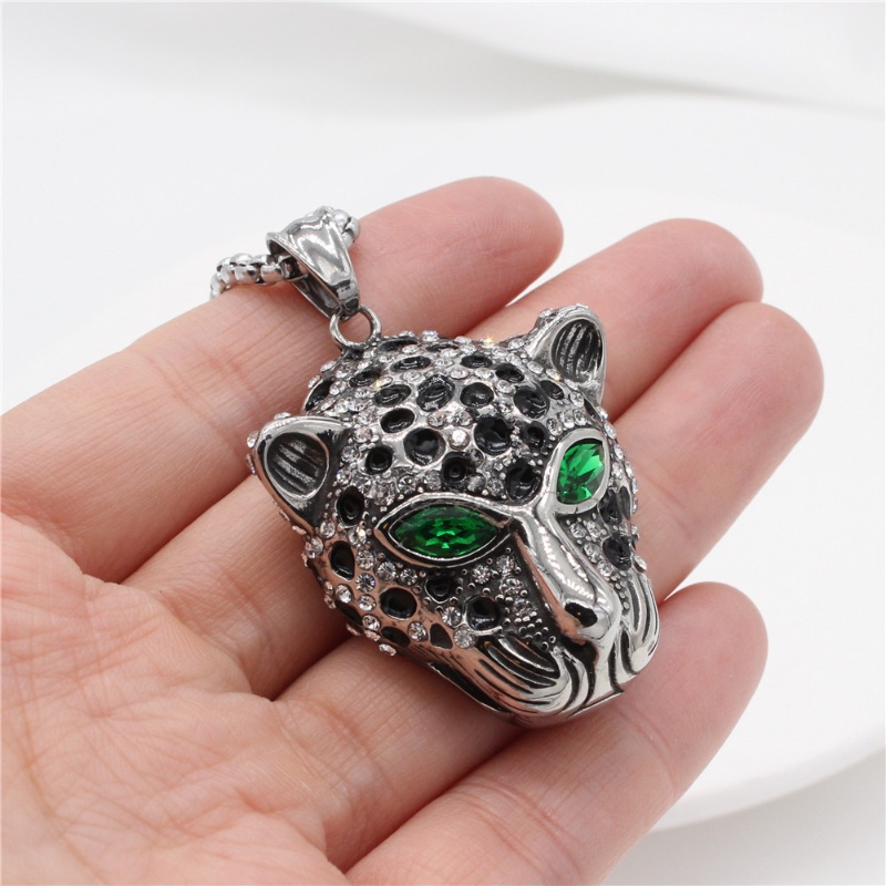 P0835 Perhiasan Perdagangan Luar Negeri Grosir Unik Retro Kepala Harimau Pria Hip Hop Titanium Steel Kalung