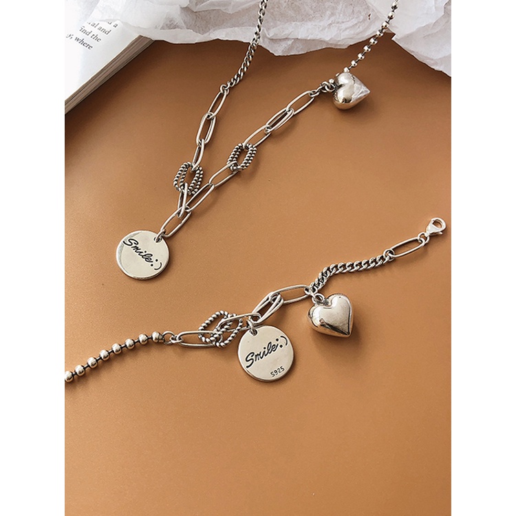 Goldkingdom Fashion Perhiasan Aksesoris Ready Stock Medallion Fashion Sweater Rantai Wanita Cinta Kalung Vintage Thai Silver Niche Design