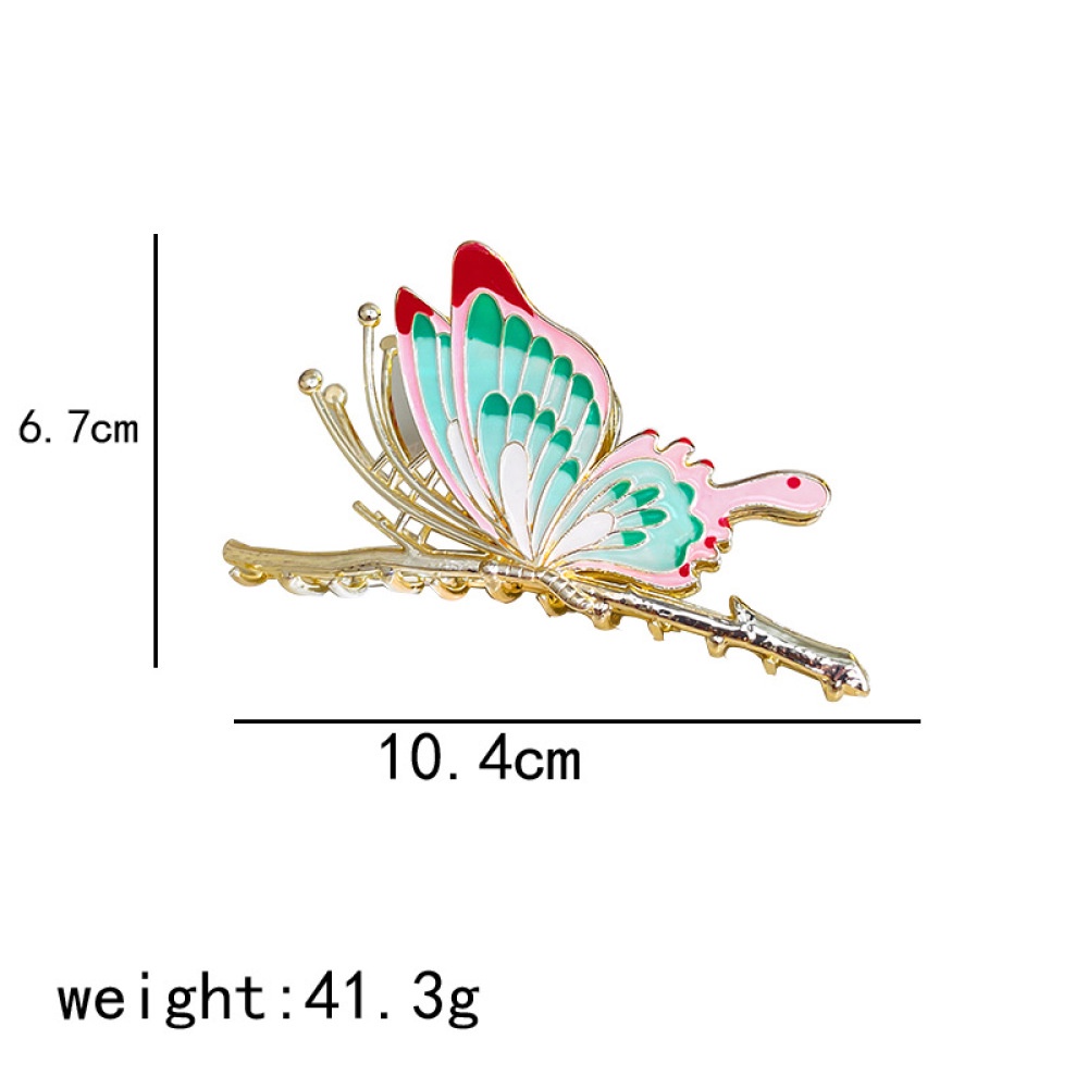 Fashion Enamel Kupu-Kupu Jepit Rambut Wanita Hair Claw Elegan Besar Logam Kepiting Hiu Klip Aksesoris Rambut Perempuan