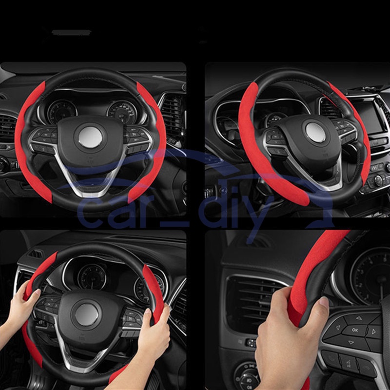 Kulit Penutup Roda Kemudi Mobil 2pcs Universal Kasus Pelindung Anti-Slip Untuk 38cm 15inch Auto Dekorasi Fashion Aksesoris Car Steering Wheel Cover Decorations