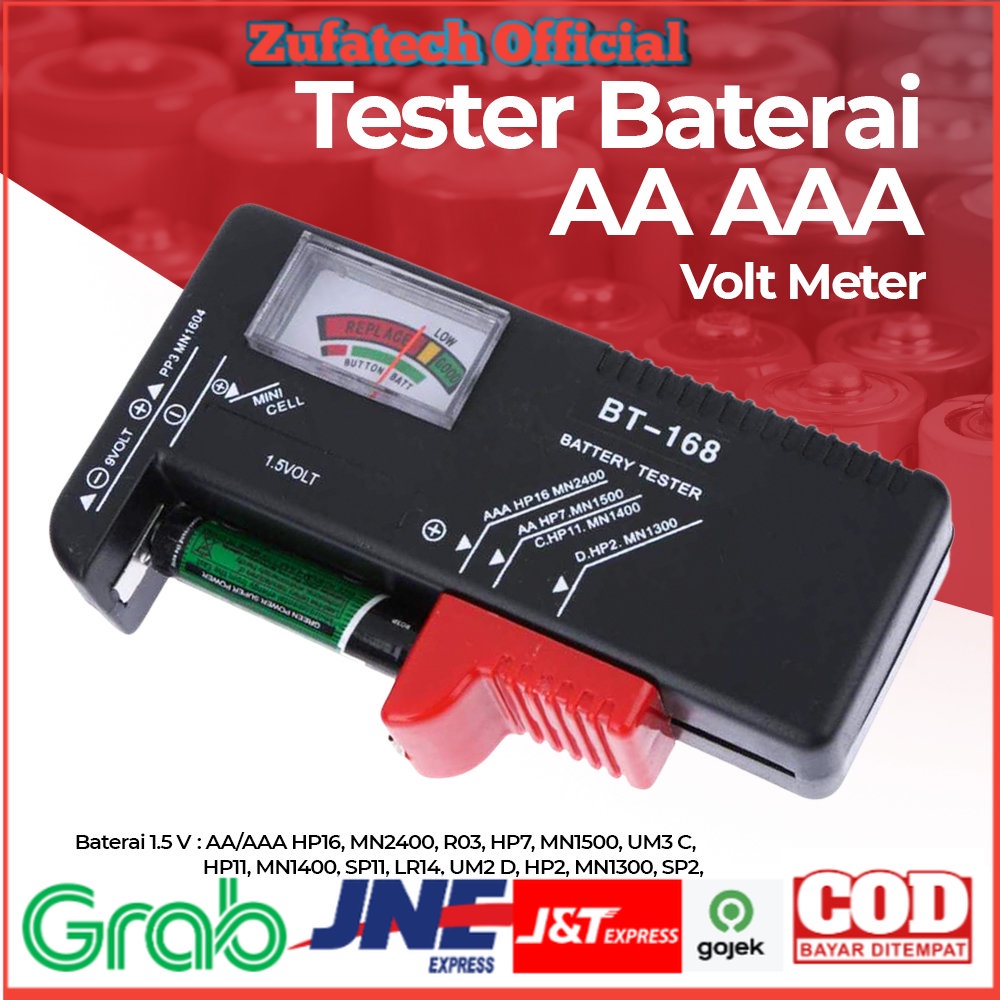 OLOEY Tester Baterai AA AAA Volt Meter - BT-168 - Black - OMBT6WBK