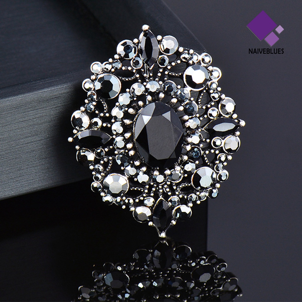 &lt; Naiveblues &gt; Wanita Bros Gaya Istana Vintage Bentuk Oval Cubic Zirconia Hadiah Hias Lapel Pin