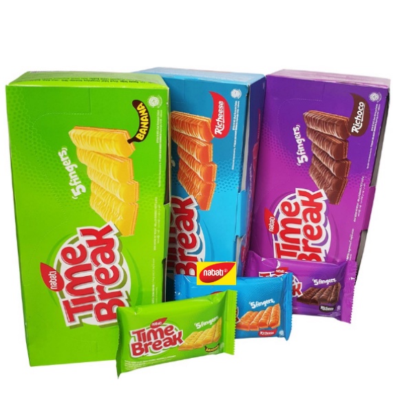 WAFER NABATI TIME BREAK 20 GRAM RASA COKLAT BANANA KEJU MURAH GROSIR BANDUNG MAKANAN EXTRA 
RINGAN C