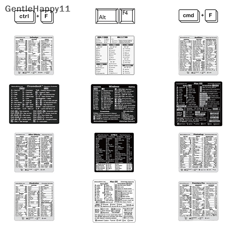 Gentlehappy 30Pcs Windows+Word/Excel/Adobe Photoshop Panduan Keyboard Shortcut Sticker id