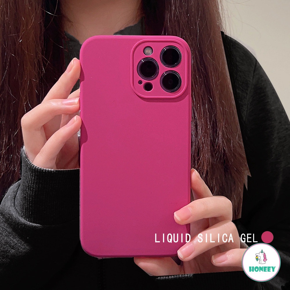 Casing Ponsel Warna Solid Silikon Cair Untuk iPhone 14 Pro Max13 12 11 Pro Max Matte Shockproof Lembut Bumper TPU Penutup Belakang