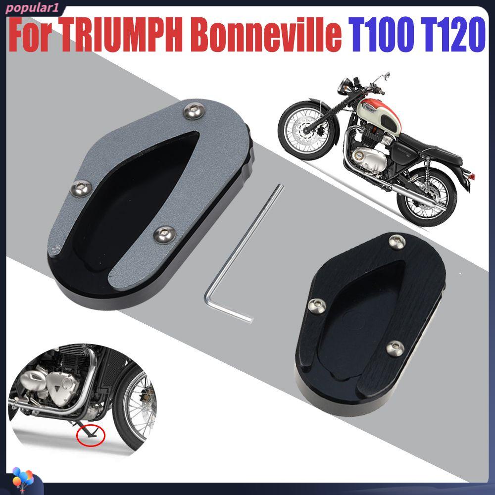 Populer Kaki Ekstensi Pad Pembesar Suku Cadang Motor Side Stand Kickstand Side Kick Stand Untuk Bonneville T100 2018-2020
