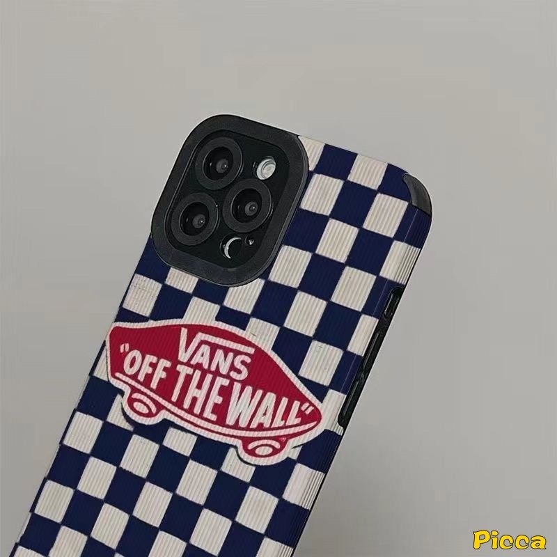 IPHONE Casing V.ANS Merek Trendi Kompatibel Untuk Iphone11 12 13 14 Pro Max7 8 Plus XR X XS MAX 7Plus 8Plus Tekstur Kulit Mewah Smiley Lucu Fresh Flowers Checkerboard Soft Back Case