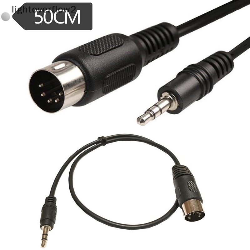 [lightoverflow2] Kabel Audio Jack Stereo 3.5mm 3.5 mm Aux Male To MIDI Din 5pin MIDI Male Female Plug 0.5m Untuk Mikrofon MIC [ID]