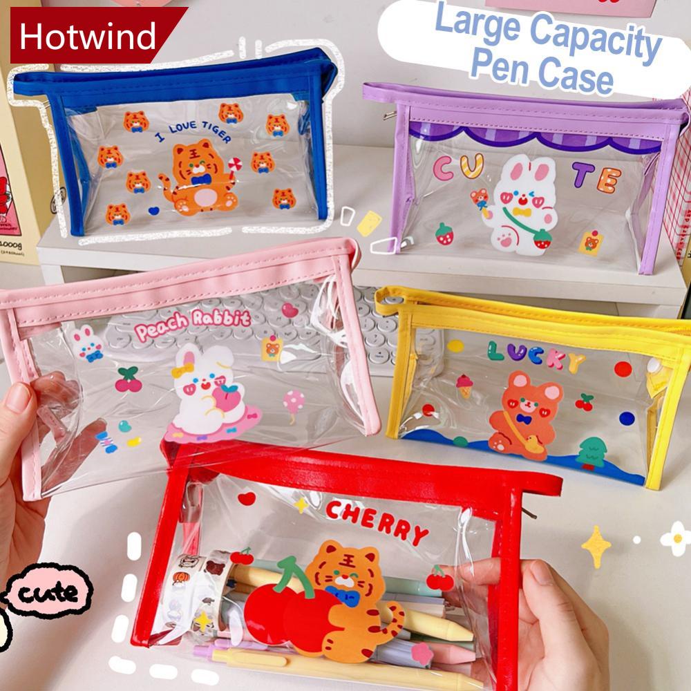 Hotwind Ins Beruang Lucu Kelinci Berbulu Transparan Pensil Case Kapasi
