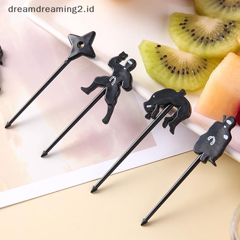 (drea) 9pcs/set Mini Ninja Style Garpu Buah Anak Snack Dessert Bento Makan Siang Dekorasi Pesta//