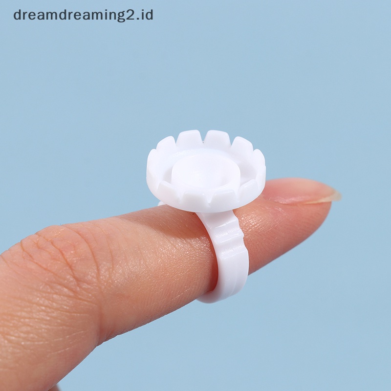 (drea) 100pcs Cincin Ekstensi Bulu Mata Sekali Pakai Lem Lash Fan Cup Finger Holder Fans//