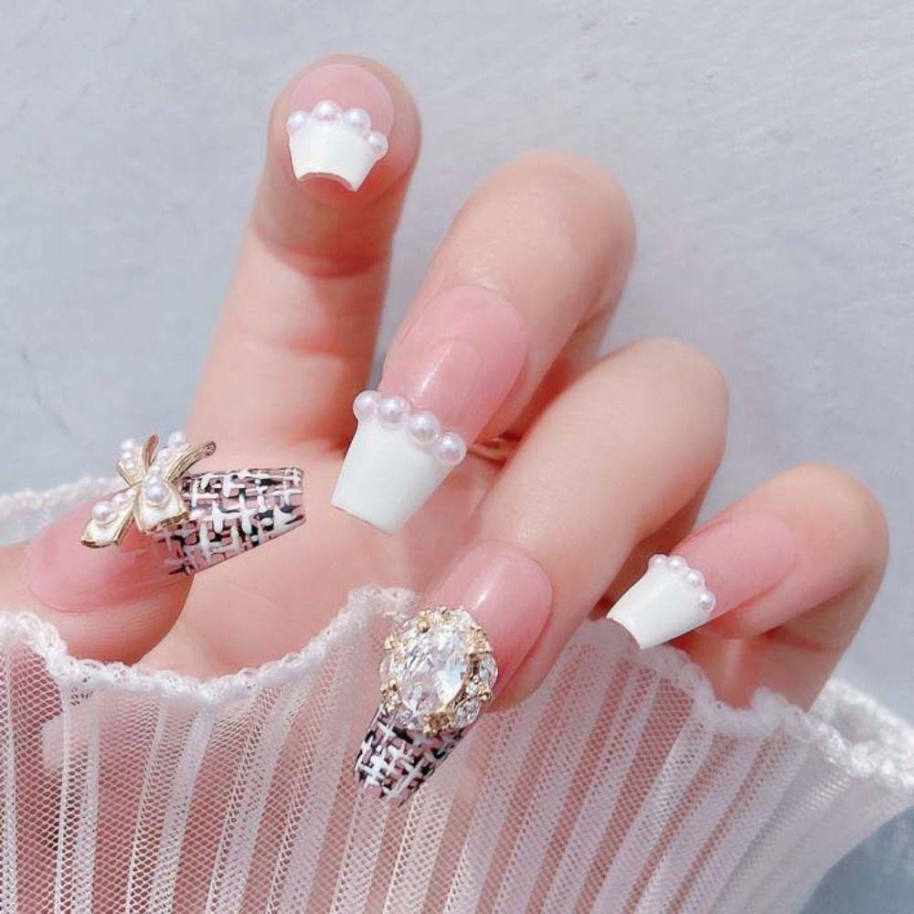 AUGUSTINA Agustina Busur Kuku Berlian Imitasi Wanita Mewah Kupu-Kupu Jumbai Jepang Nail Art Zirkon Nail Art Drills
