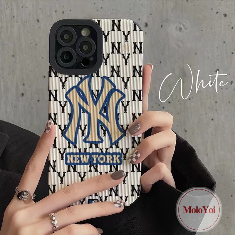 IPHONE Stiker Tekstur Kulit Mewah Shockproof Case Kompatibel Untuk Iphone7 8 Plus XR X XS Max 7Plus 11 14 12 13 Pro Max Eropa Dan Amerika Trendi Merek NEW YORK Telepon Soft Cover