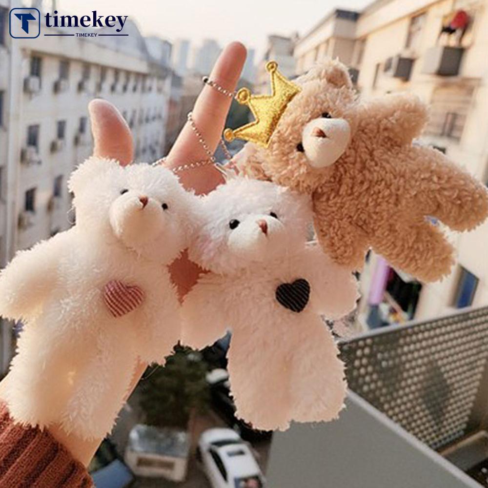 Timekey 12cm Beruang Lucu Plush Keyring Pendant Boneka Lembut Plush Keychain Mainan Ransel Liontin Ulang Tahun Mainan Untuk Anak I3K9