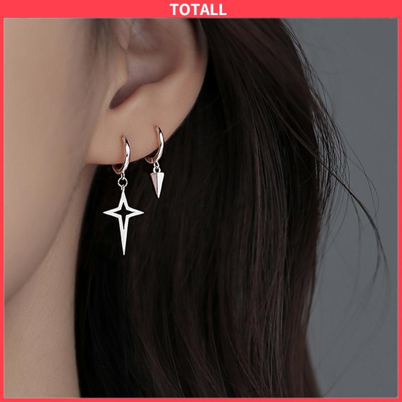 COD Anting Salib Bintang Asimetris Anting Keren Geometri Kerucut Hip hop Telinga Stud-Totall