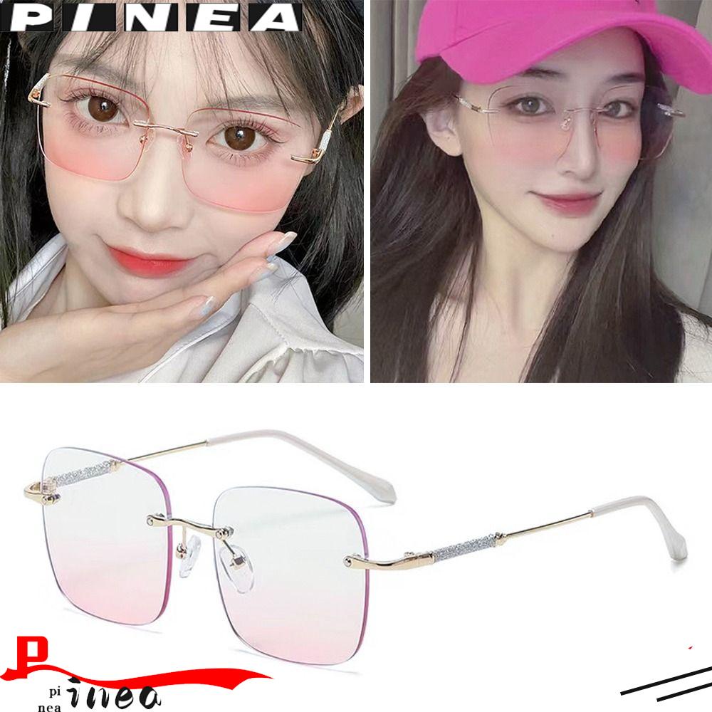 Kacamata Persegi Nanas Mode Baru Vision Care Kacamata Optik Logam Portabel