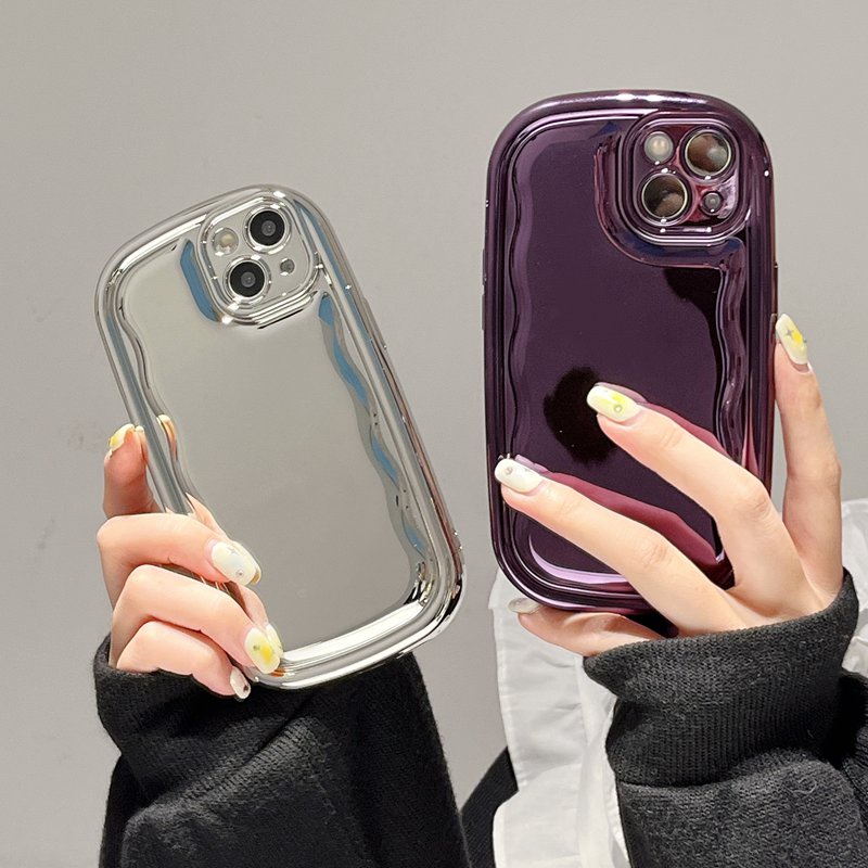 Air bag Cream Mirror Silver electroplate Phone Case for IPhone 11 13 12 14 PRO Max Make up Phone Case for Women Girl