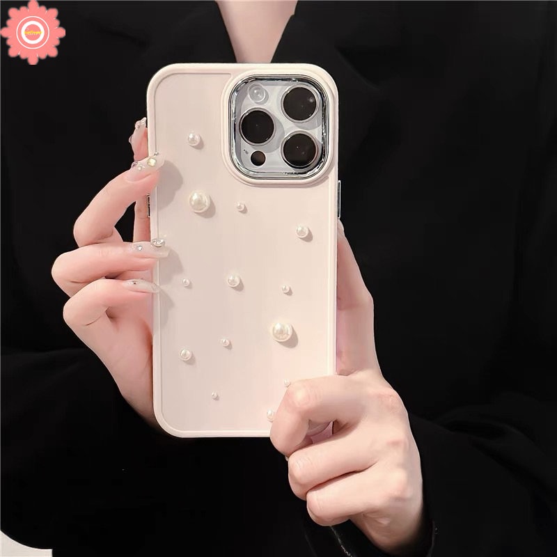 IPHONE Casing Electroplate Mewah Kompatibel Untuk Iphone11 13 14 12 Pro MAX 7plus 8plus 14 7 8 Plus XR X XS MAX 3D Mutiara Romantis Langit Berbintang Plating Tahan Guncangan Casing Belakang TPU Lembut