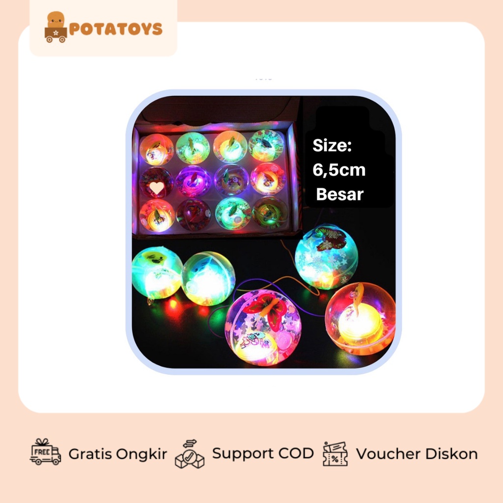 [ Potatoys ] Bekel Lampu LED / Bola Karet LED Nyala / Flashing Ball