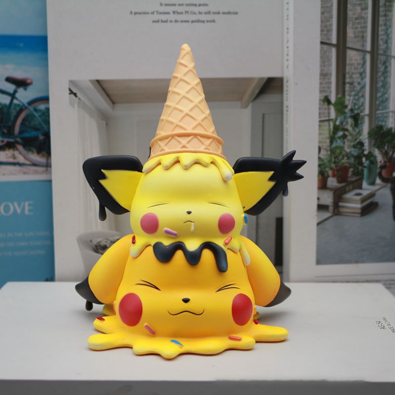 Pokemon Pikachu Slowpoke Gengar Ice Cream Series Action Figure Model Mainan Kartun Hewan Koleksi Ornamen Boneka