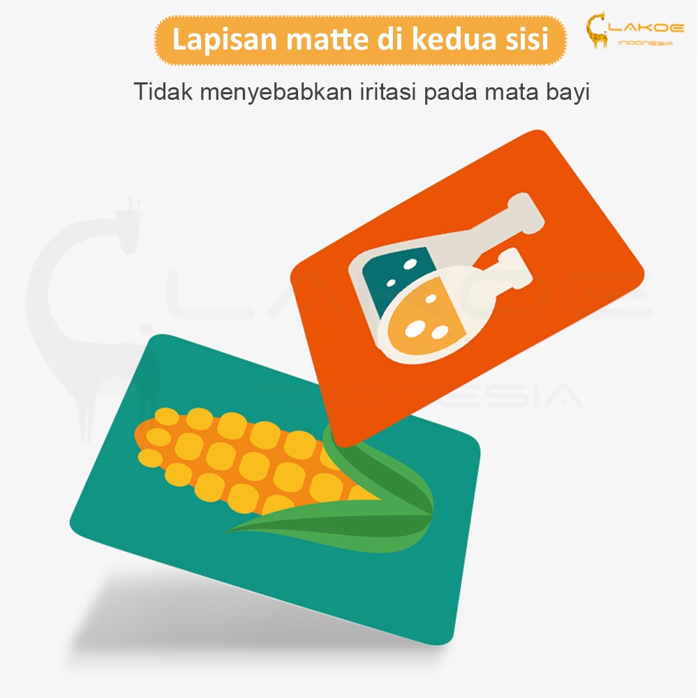 Lakoe Flash Card Edukasi Anak/Visual Cards / Kartu Pintar Stimulasi Bayi 0-12 Bulan/Montessori Kartu Bayi