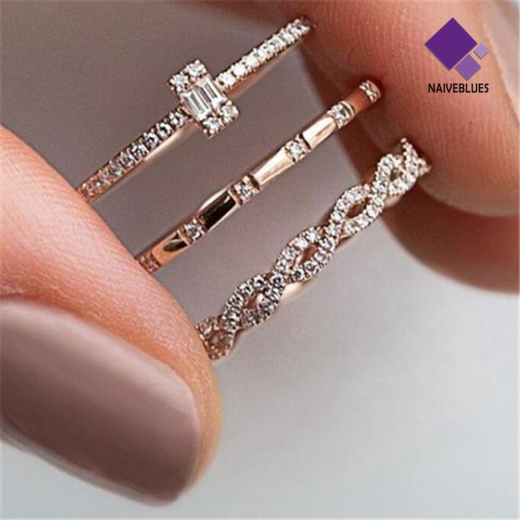 &lt; Naiveblues &gt; 3Pcs/Set Cincin Kit Hias Minimalis Cincin Jari Individualitas Khas Untuk Harian