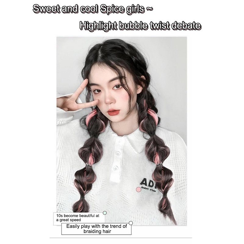 Ekor Kuda Poni Ganda Tinggi Wanita, Sorot Lantern Puff, Kepang Twist, Kepang Wig Tali - SG