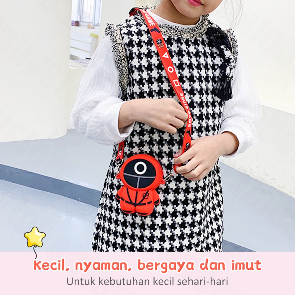 Halo Baby Tas Pop it Karakter Squid Game/Tas Sselempang Anak/Tas Anak Pop it Fidget Toys