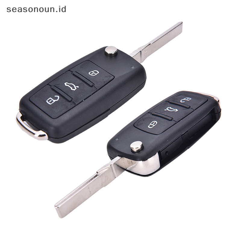 Seasonoun Cocok Untuk VW Polo GOLF MK6 Touareg 3tombol Remote Key FOB case Tanpa Pisau Potong.