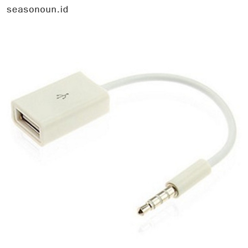 Seasonoun 3.5mm Male AUX Audio Plug to USB 2.0 Female Converter Cable Kabel Untuk Mobil MP3.