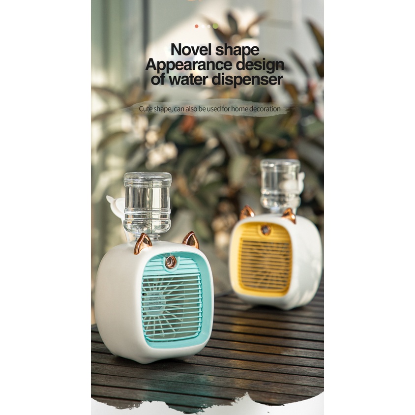 Kipas Angin Ac Portable Mini Lucu USB Air Cooler Fan Humidifier 3kecepatan 2mode Spray Mute Pendingin Untuk Meja Kantor Kipas Keren