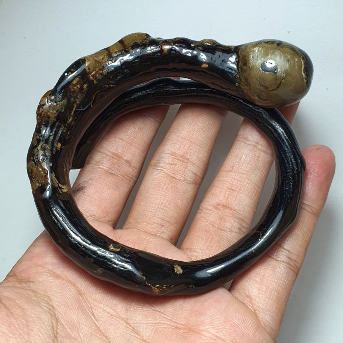 Gelang Akar Bahar Hitam bonggol lentur size kantoran 100