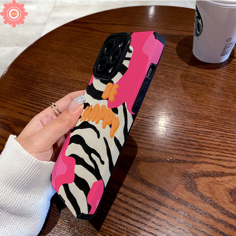 IPHONE Casing Ponsel Zebra Cinta Hati Gaya Fashion Kreatif Kompatibel Untuk Iphone11 14 13 12 Pro Max XR 7 8 Plus X XS Max Shockproof Case Back Cover