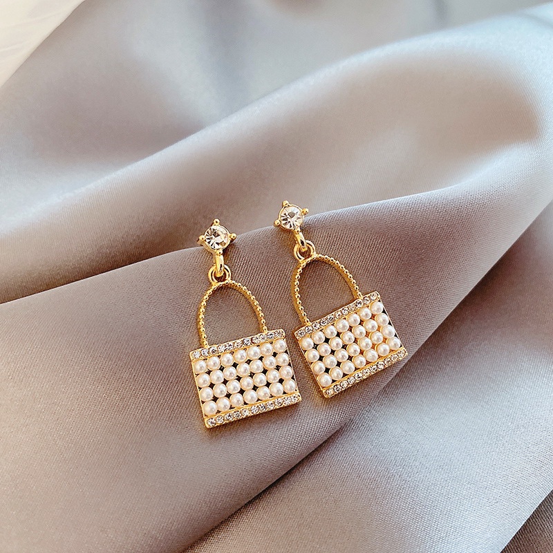 RRNS 223 Anting Hijab Wanita Tusuk Mutiara Kristal Women Earrings Korea Aksesoris Fashion